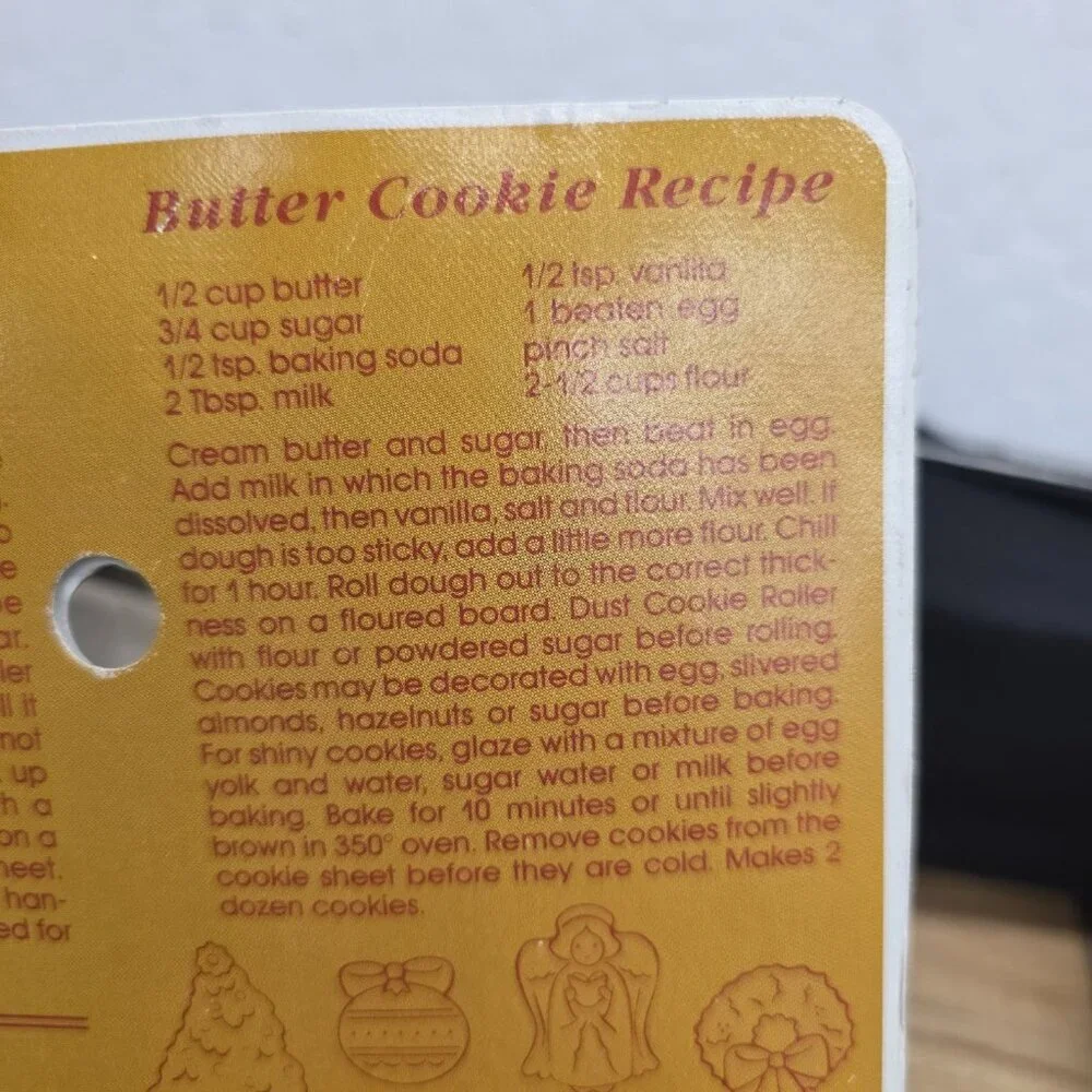 Hutzler Cutout COOKIE Santa 1987 Roll 'Em Christmas Cookie Roller 7 Designs New